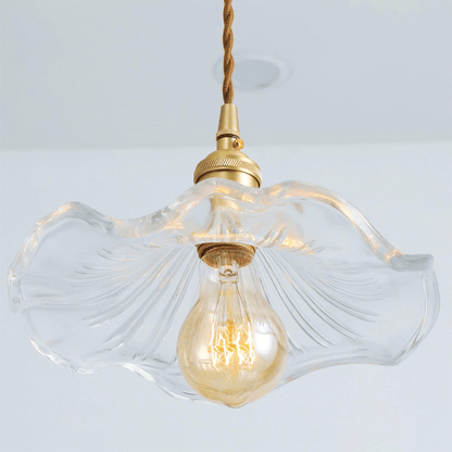 Floral Glass Pendant Light with Hibiscus Design