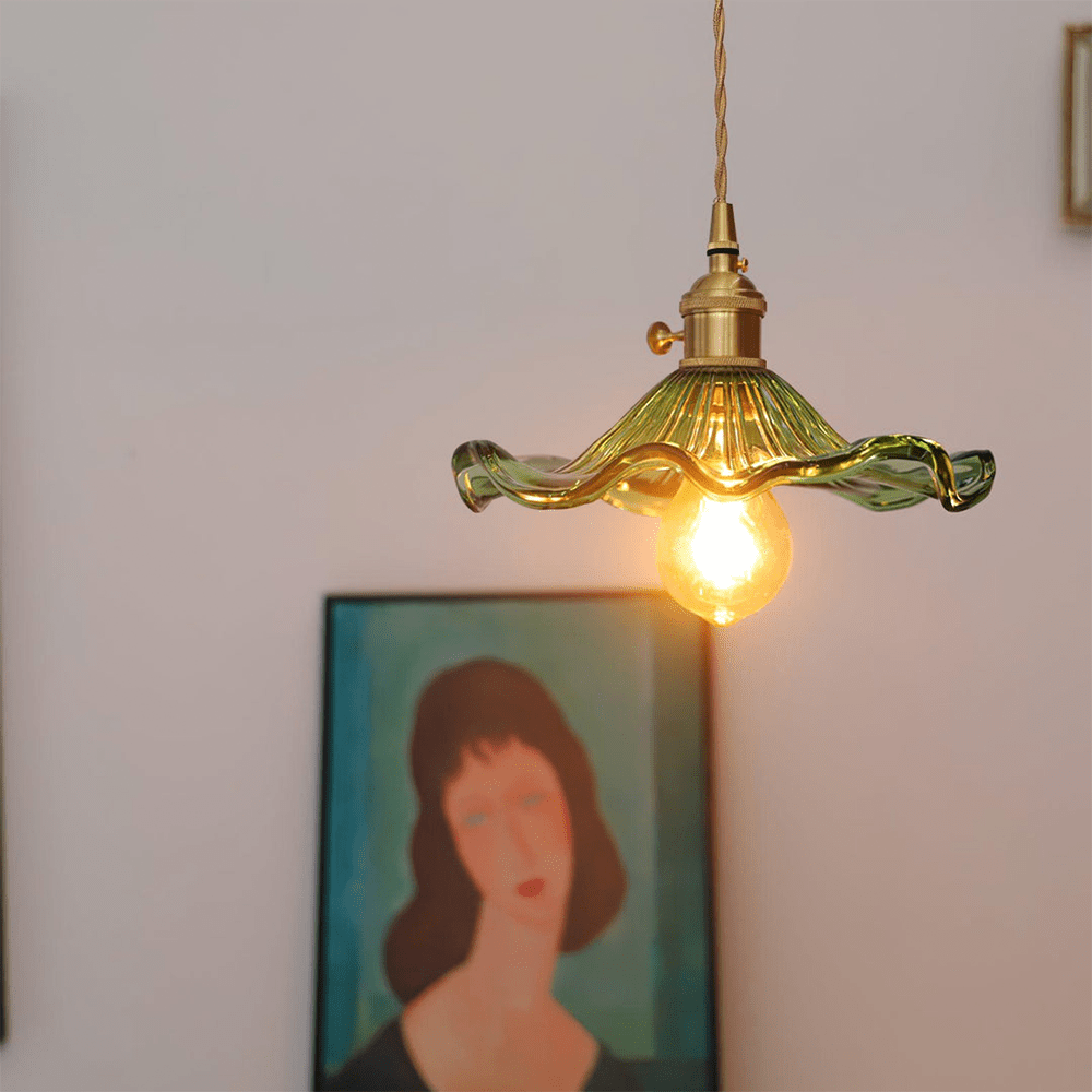 Floral Glass Pendant Light with Hibiscus Design
