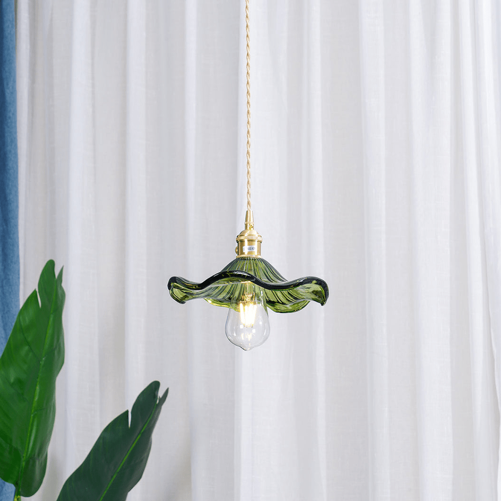 Floral Glass Pendant Light with Hibiscus Design