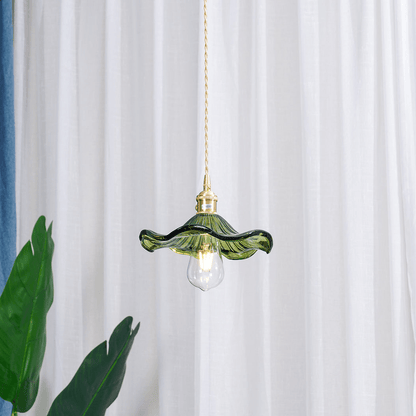 Floral Glass Pendant Light with Hibiscus Design