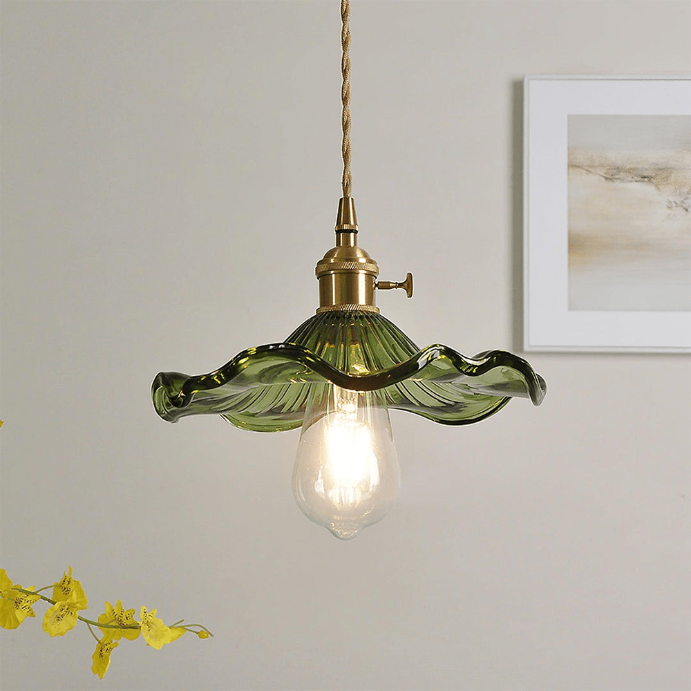 Floral Glass Pendant Light with Hibiscus Design