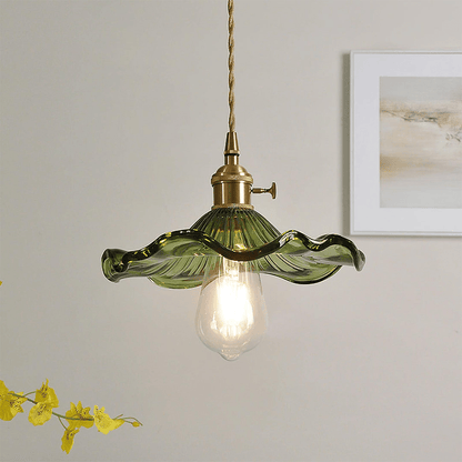 Floral Glass Pendant Light with Hibiscus Design