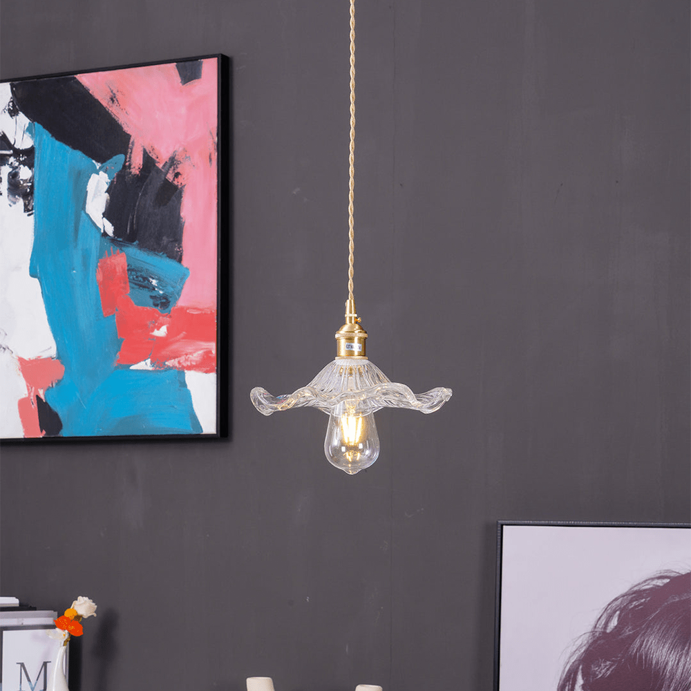 Floral Glass Pendant Light with Hibiscus Design
