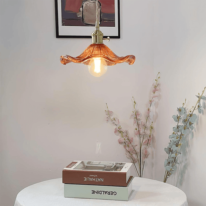 Floral Glass Pendant Light with Hibiscus Design