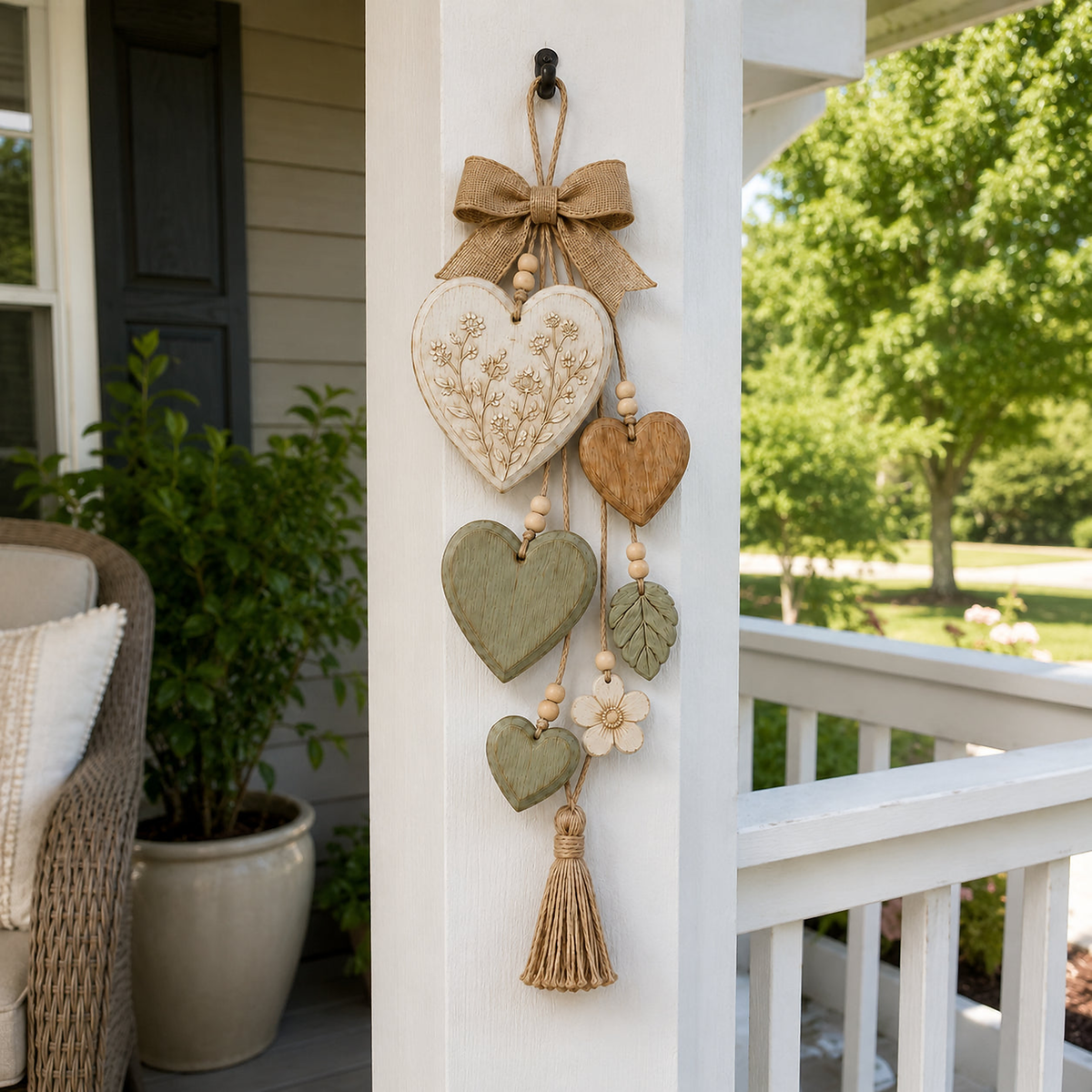 Rustic Heart & Wildflower Wall Hanging – Solid Wood Farmhouse Décor