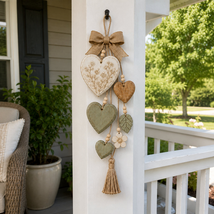 Rustic Heart & Wildflower Wall Hanging – Solid Wood Farmhouse Décor