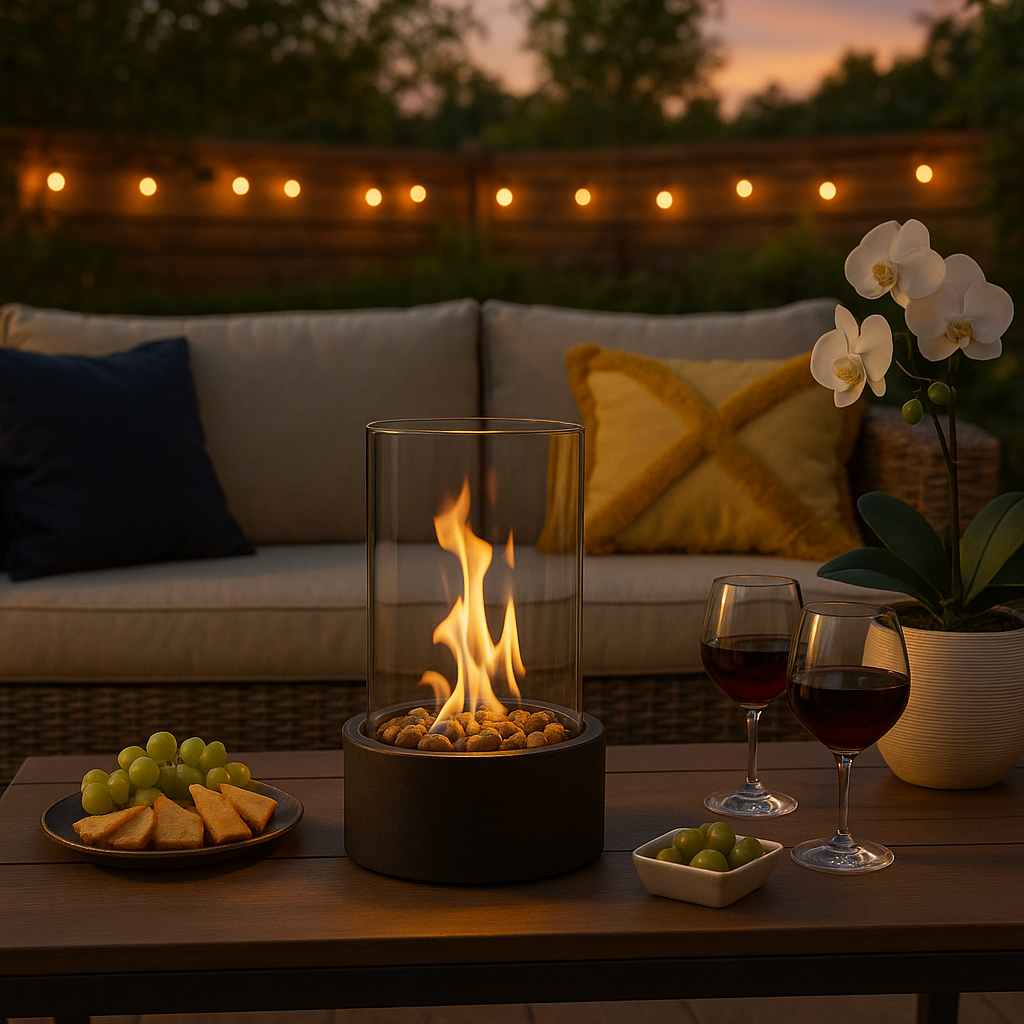 Elegant portable fireplace: warmth without smell