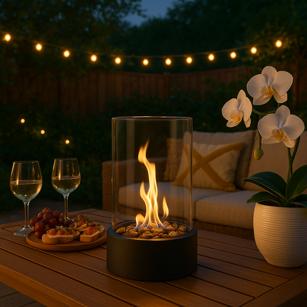 Elegant portable fireplace: warmth without smell