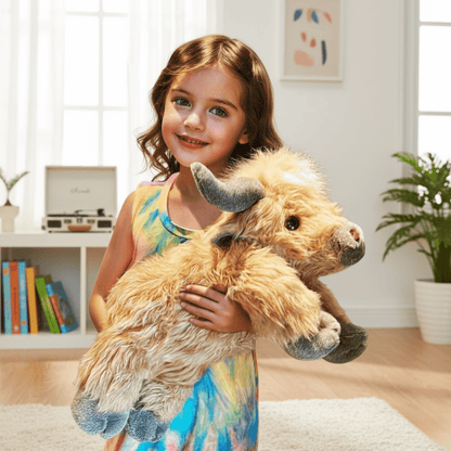 HEATHERMO – Enchanting Highland Cattle Plush Toy with Fluffy, Rustic Charm