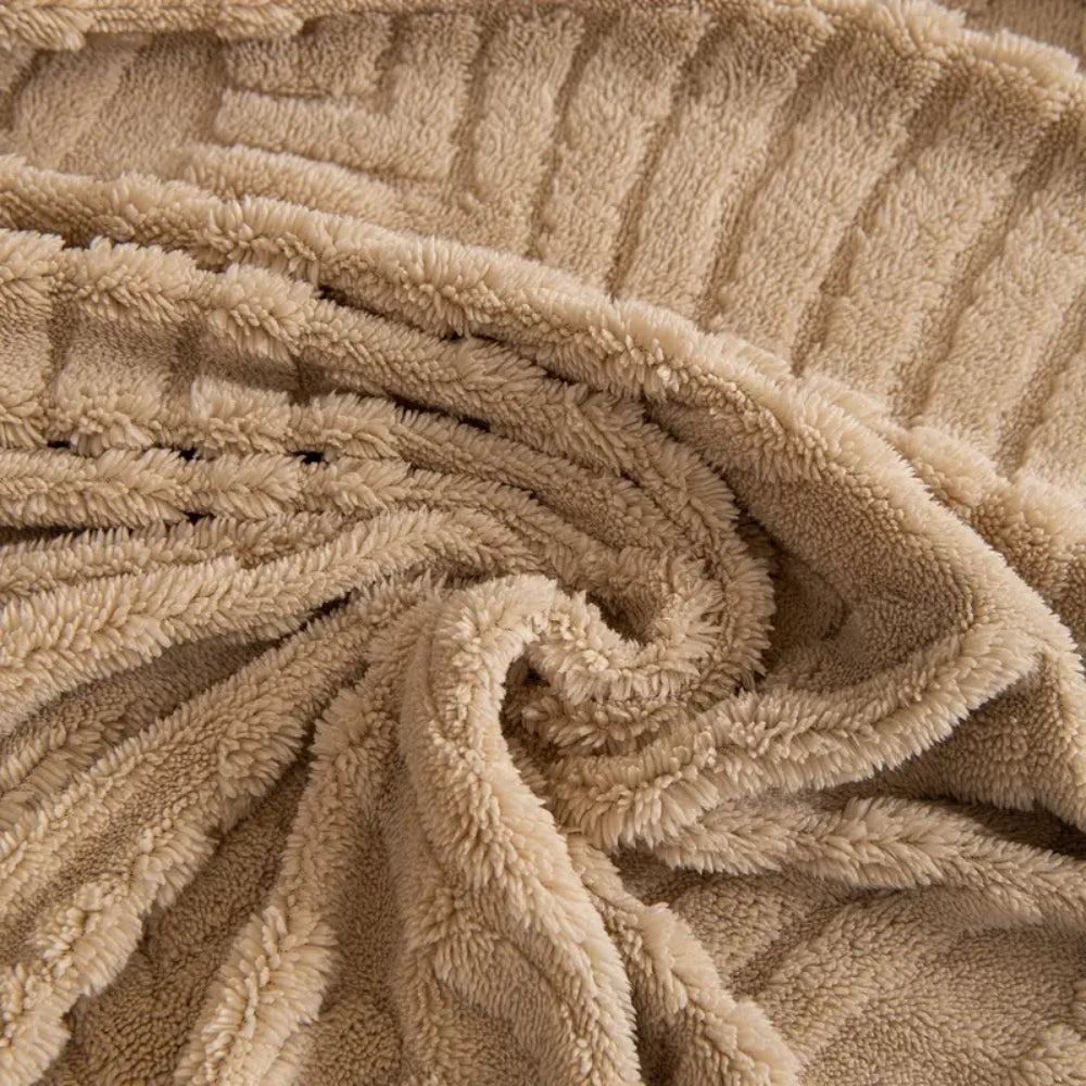Fleece Sofa Protector with Herringbone Leaf Pattern