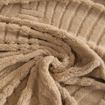 Fleece Sofa Protector with Herringbone Leaf Pattern