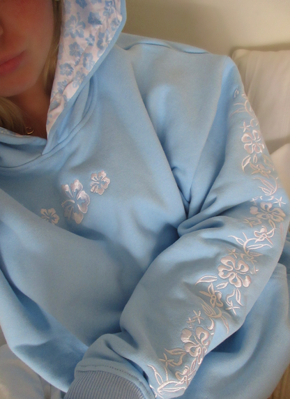 Floral Embroidered Fleece Hoodie