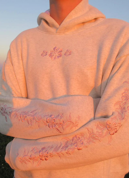Floral Embroidered Fleece Hoodie