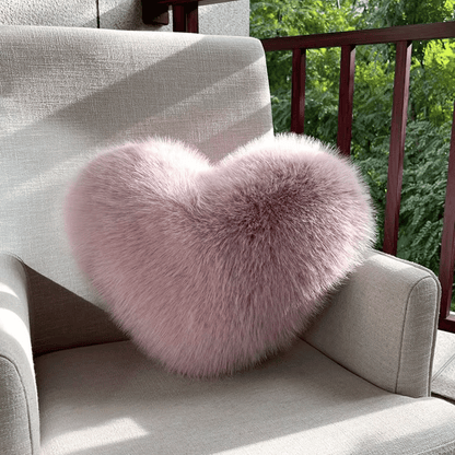 HUGNEST – Heart-shaped faux fur pillow for warm & modern living spaces