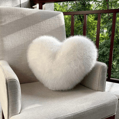 HUGNEST – Heart-shaped faux fur pillow for warm & modern living spaces