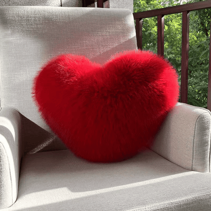 HUGNEST – Heart-shaped faux fur pillow for warm & modern living spaces