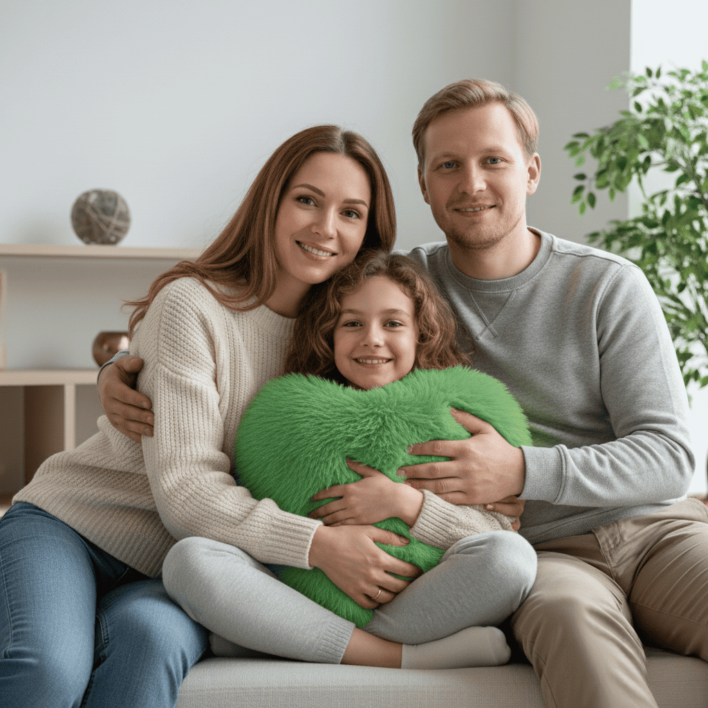 HUGNEST – Heart-shaped faux fur pillow for warm & modern living spaces