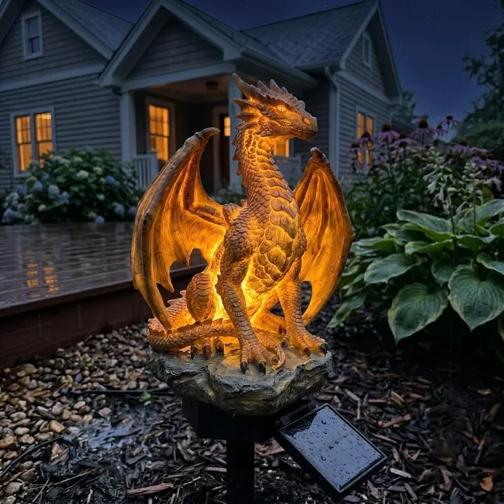 Dragon Lover's Gift Solar LED Dragon Statue – Waterproof Garden & Patio Ornament