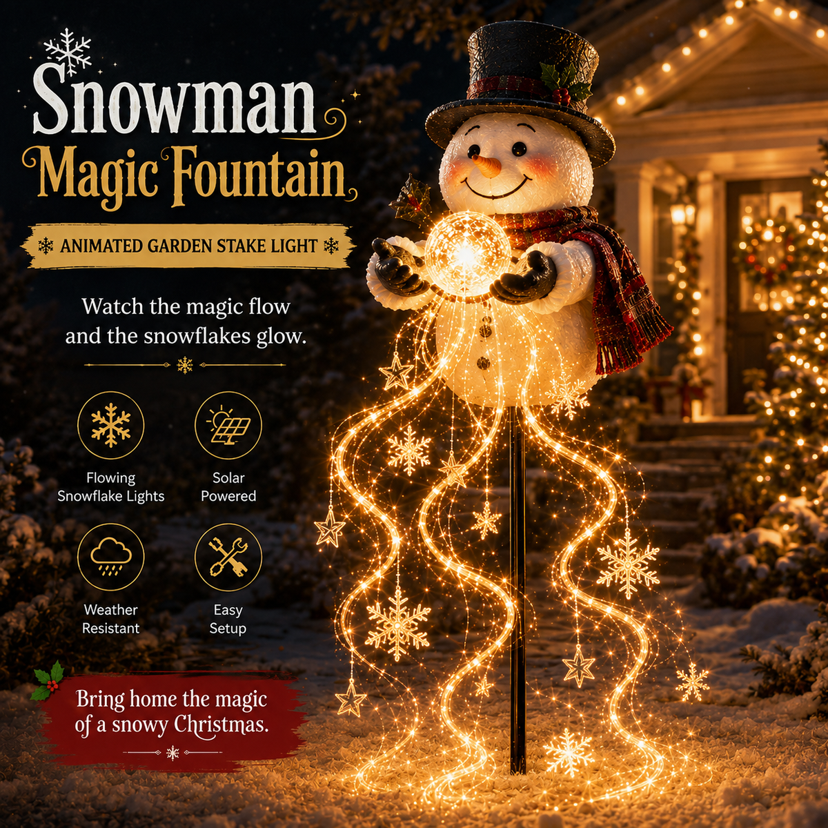 49% OFF Snowman Magic -Flowing Snowflake LED Christmas Garden Light