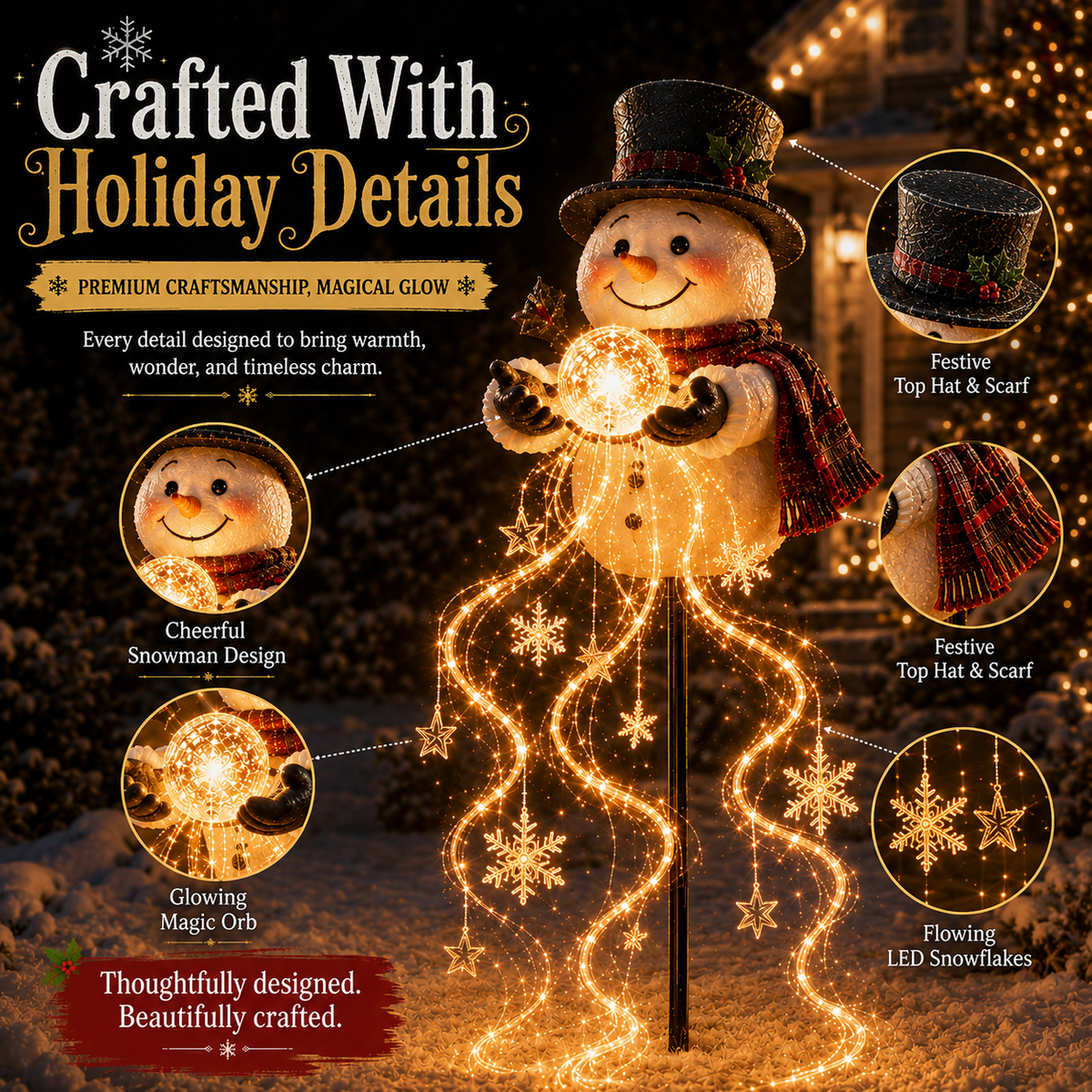 49% OFF Snowman Magic -Flowing Snowflake LED Christmas Garden Light