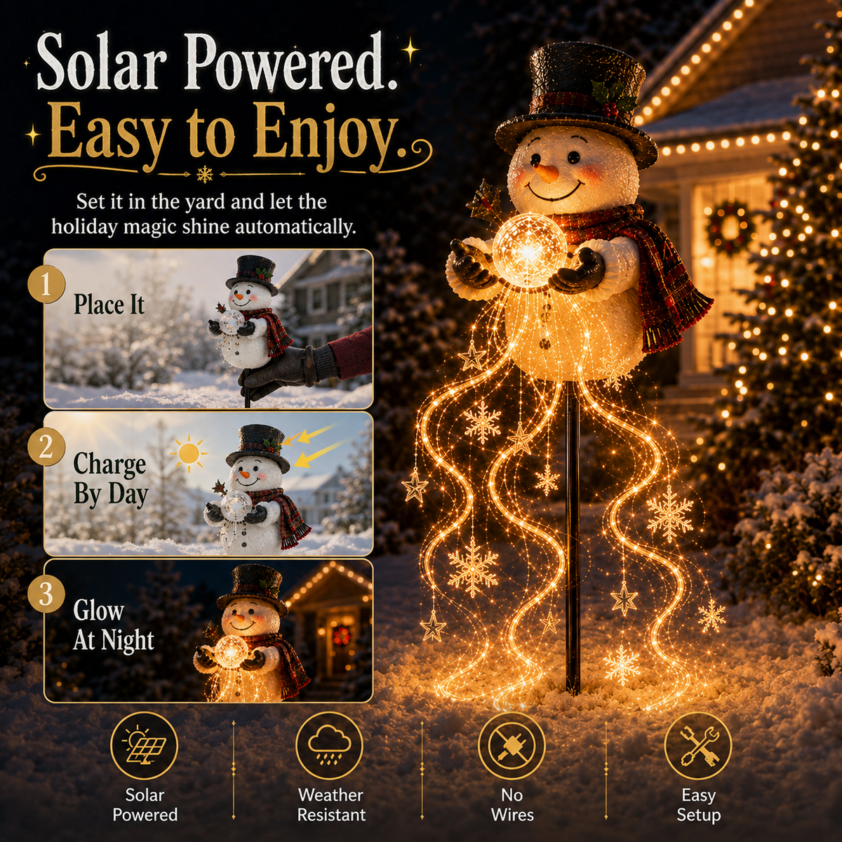 49% OFF Snowman Magic -Flowing Snowflake LED Christmas Garden Light