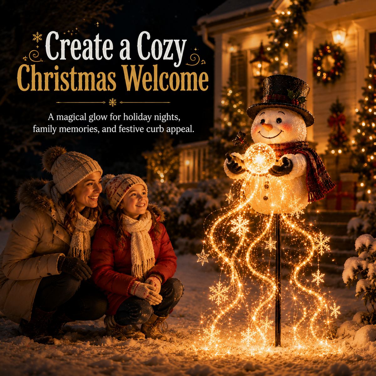 49% OFF Snowman Magic -Flowing Snowflake LED Christmas Garden Light