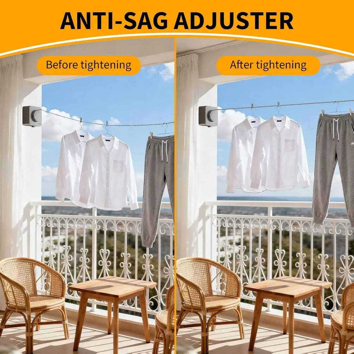 55%OFF TODAY Retractable Stainless Steel Clothesline – Dry More, Save Space