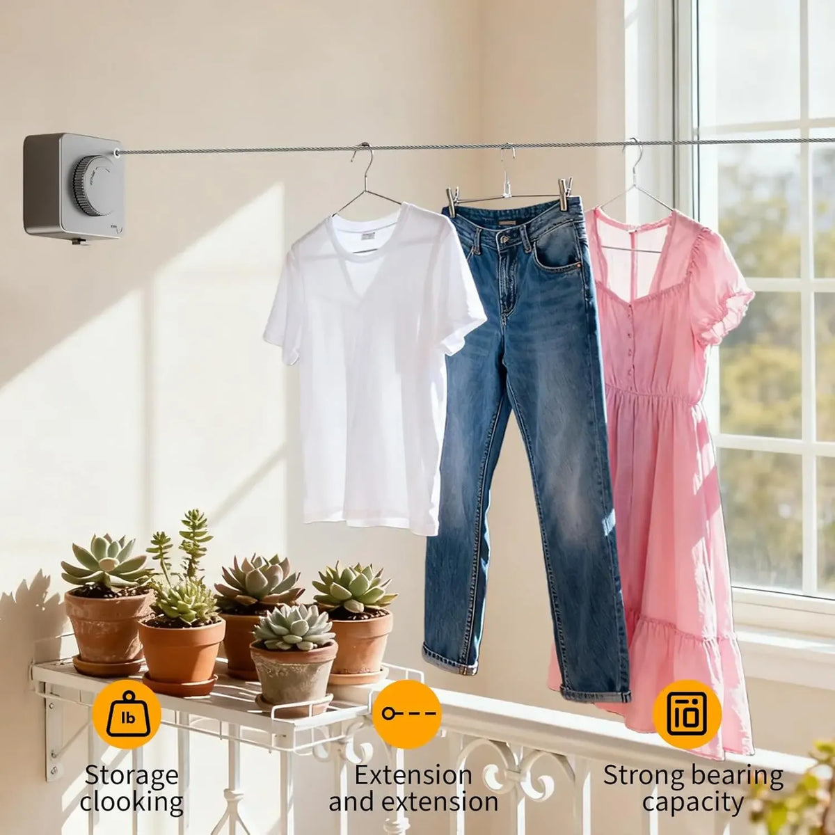 55%OFF TODAY Retractable Stainless Steel Clothesline – Dry More, Save Space
