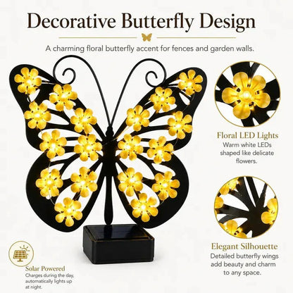 Selling Fast——Solar Metal Butterfly Wall Lights Outdoor Decor