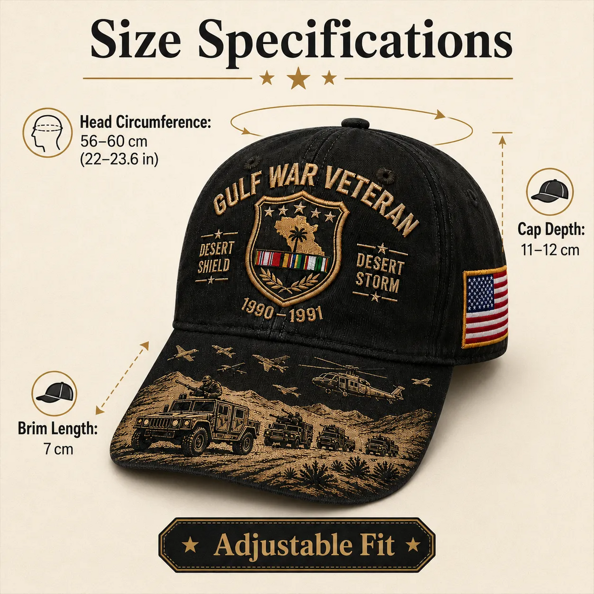 Last Day Promo: 45% OFF! Desert Storm Veteran Commemorative Cap – Gulf War Desert Shield Veteran Hat