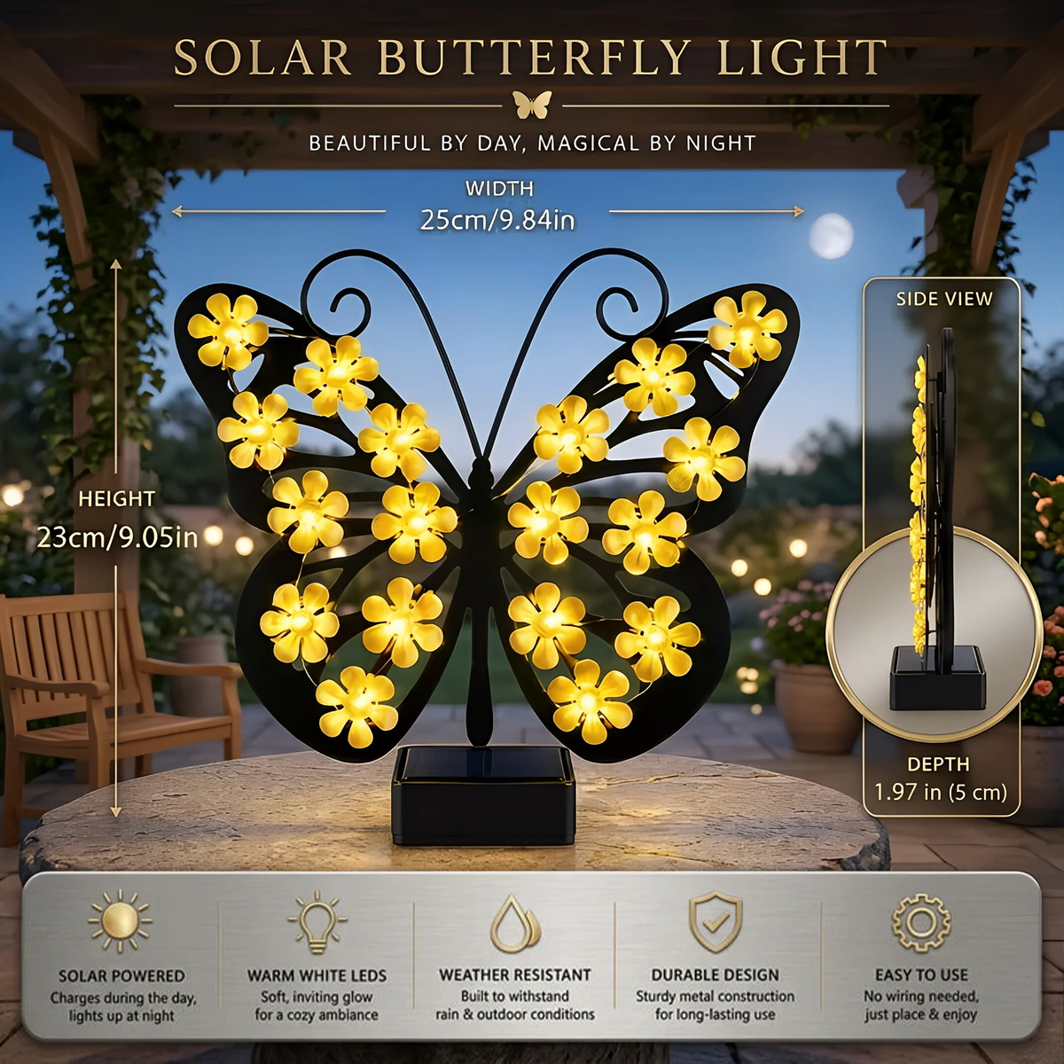 Selling Fast——Solar Metal Butterfly Wall Lights Outdoor Decor