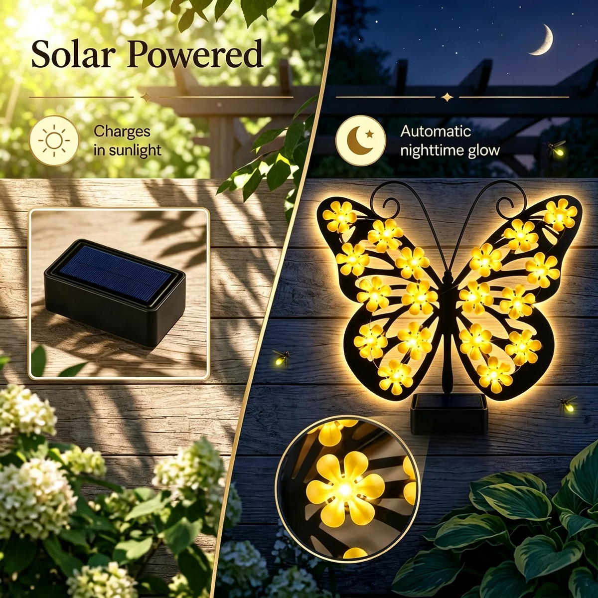 Selling Fast——Solar Metal Butterfly Wall Lights Outdoor Decor