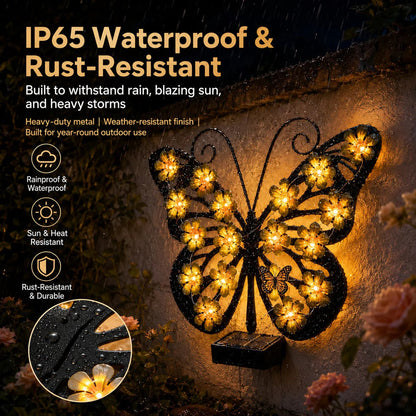 Selling Fast——Solar Metal Butterfly Wall Lights Outdoor Decor