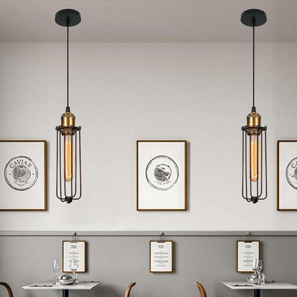 Industrial Hanging Light in Retro Design – Vintage Pendant Lamp with Metal Grid