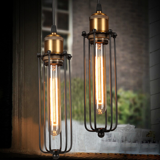 Industrial Hanging Light in Retro Design – Vintage Pendant Lamp with Metal Grid