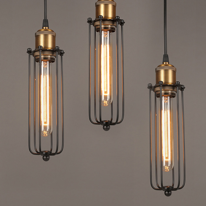 Industrial Hanging Light in Retro Design – Vintage Pendant Lamp with Metal Grid