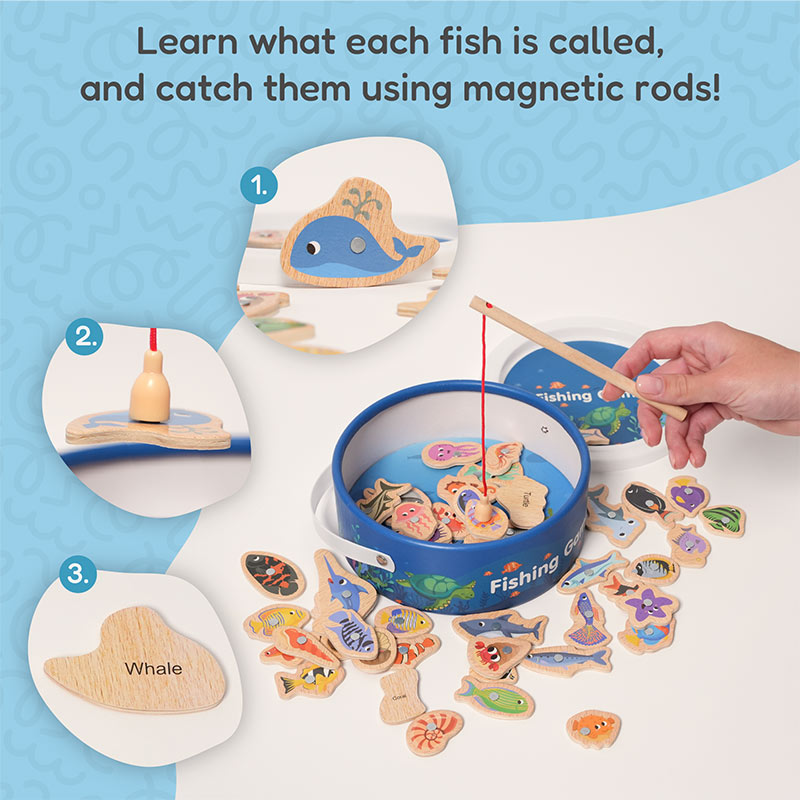 60K+ SOLD! Magnetic Wooden Fishing Game – Fun Ocean Adventure & Early Learning Toy