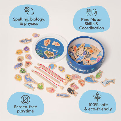 60K+ SOLD! Magnetic Wooden Fishing Game – Fun Ocean Adventure & Early Learning Toy