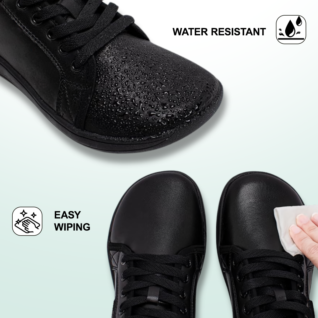 Lorry Vamp Leather Barefoot Shoes - Black