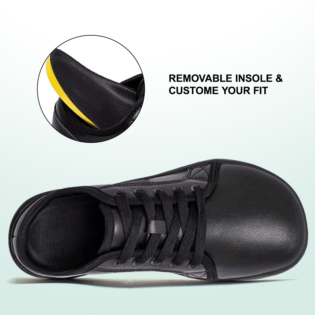 Lorry Vamp Leather Barefoot Shoes - Black