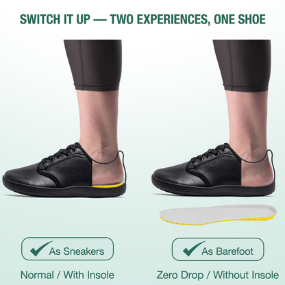 Lorry Vamp Leather Barefoot Shoes - Black