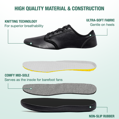 Lorry Vamp Leather Barefoot Shoes - Black