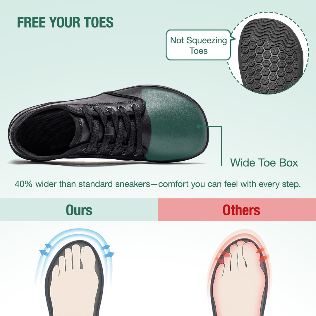 Lorry Vamp Leather Barefoot Shoes - Black