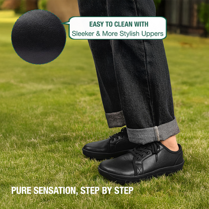 Lorry Vamp Leather Barefoot Shoes - Black