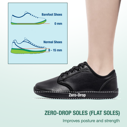 Lorry Vamp Leather Barefoot Shoes - Black
