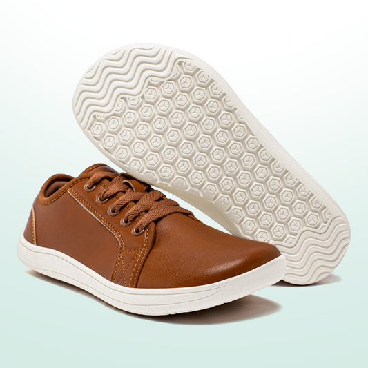 Lorry Vamp Leather Barefoot Shoes - Brown