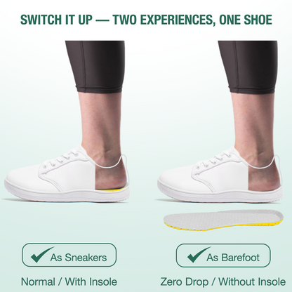 Lorry Vamp Leather Barefoot Shoes - White