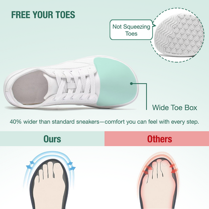 Lorry Vamp Leather Barefoot Shoes - White