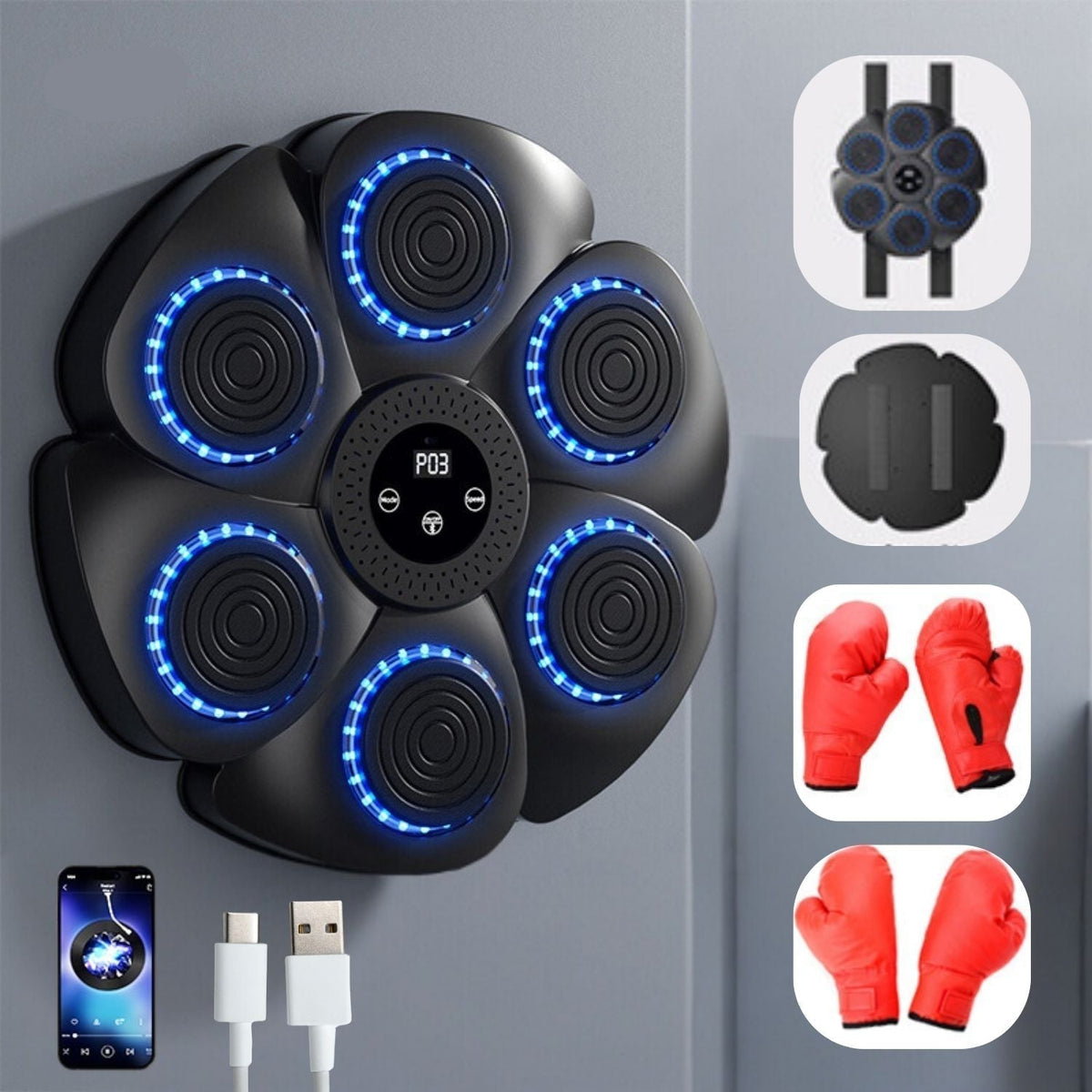 Smart Boxing Trainer with Music and Lights