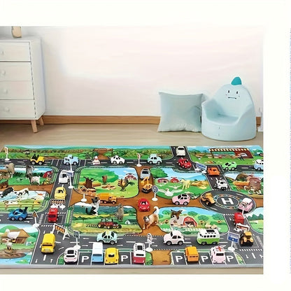 Interactive Play Mat for Kids – Colorful Farm and Traffic Design